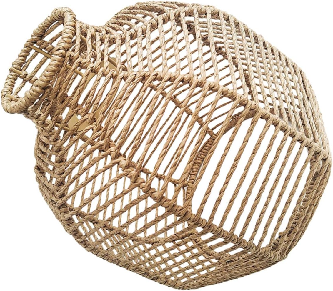 Woven Lampshade Pendant Light Fixture Handmade Paper and Hanging Shade for Rustic Farmhouse Decor Bedroom and Living Room