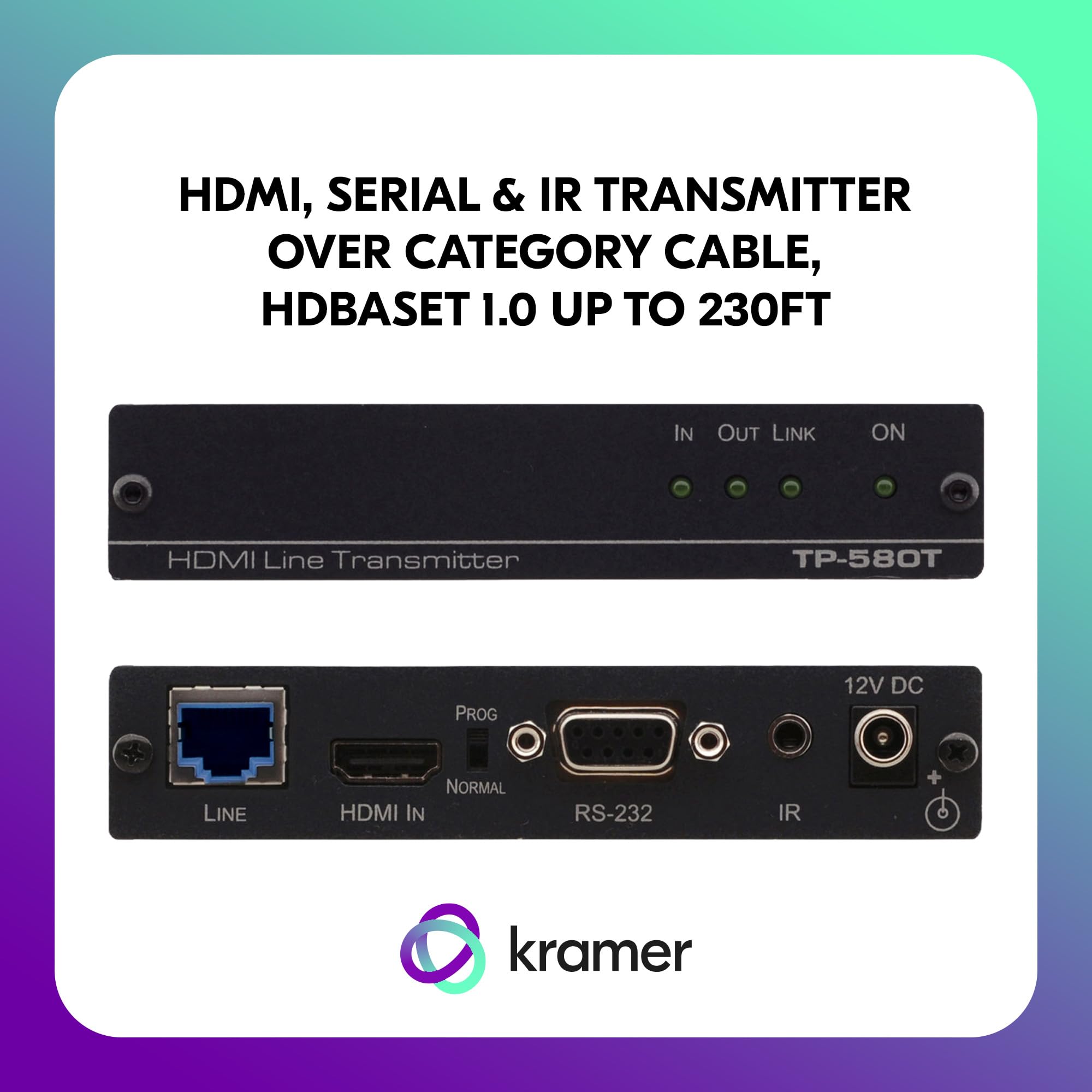 その他 HDMI, BIDIRECTIONAL RS 232 IR OVER HDBASET TWISTED PAIR RECEIVER Kramer HDMI Bidirectional RS-232 IR over HDBaseT Twisted Pair