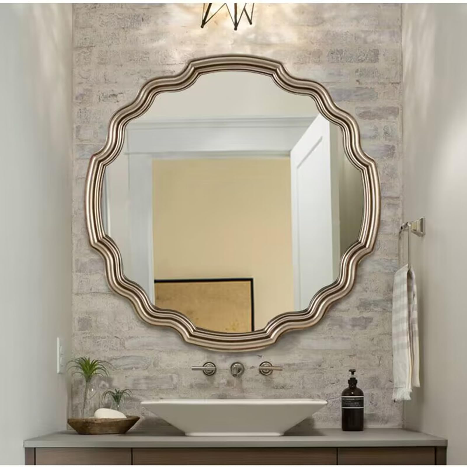 Amazon.com: ACHZYFT French Retro Wall-Mounted Bathroom Mirror