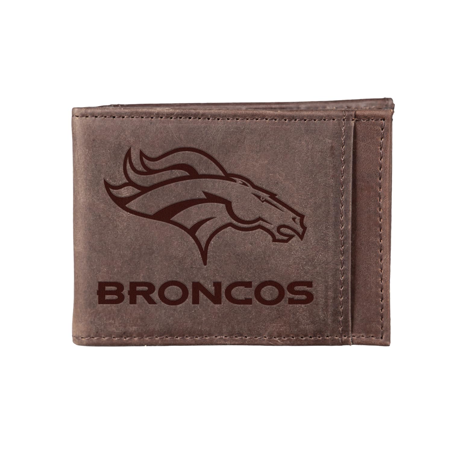 Team Sports America NFL Denver Broncos Front Pocket Slim Wallet for Men | Minimalist Leather RFID Blocking Bifold Card Holder with Money Clip |