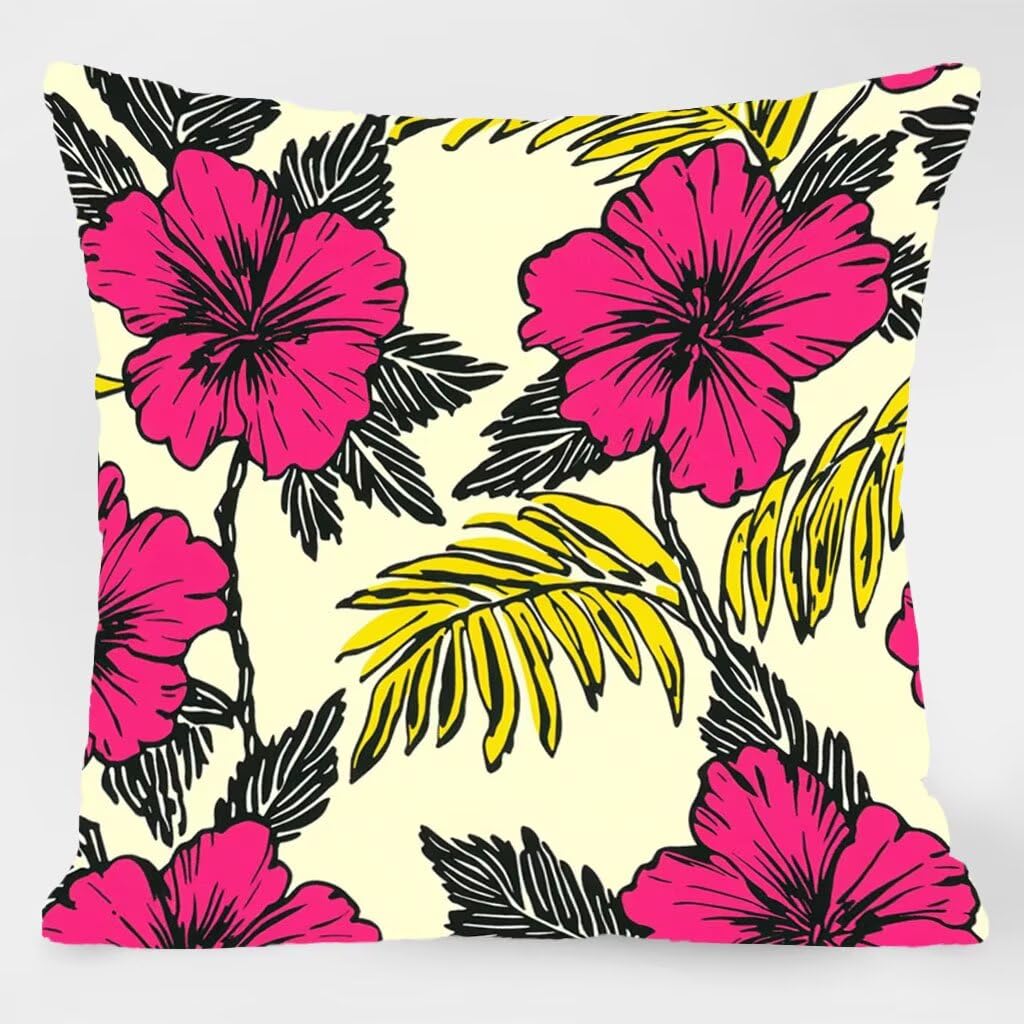 Poszewki na poduszki 66 x 61 cm, kwiatowe poduszki na zewnątrz wodoodporne kwadratowe poszewki na poduszki 4 sztuki, prostota dwustronny nadruk dekoracyjne poszewki na poduszki do dekoracji domu sofa