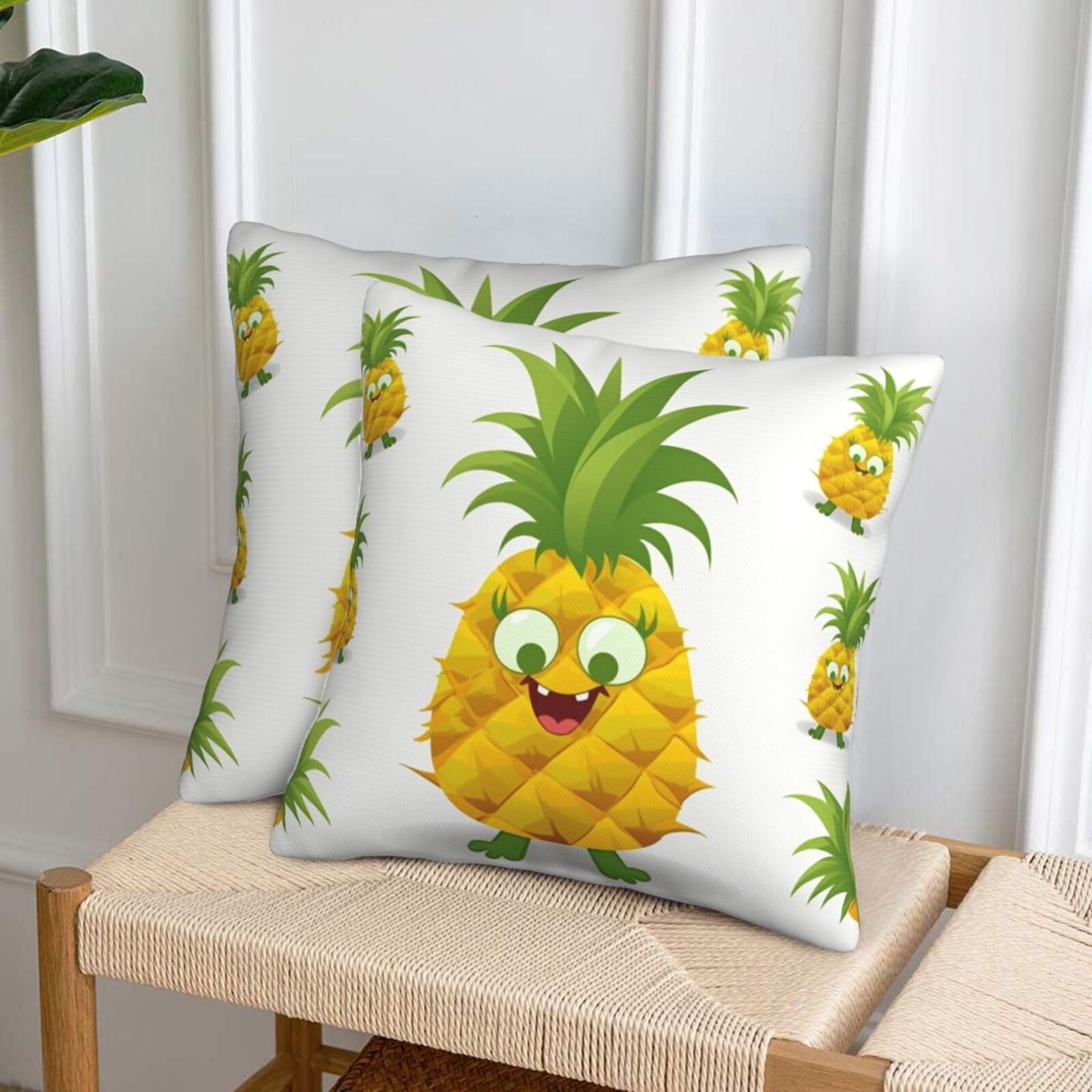 NONHAI Decorative Throw Pillow Covers Set of 2, 18"x18" Square Cushion Case Soft Comfy Pineapple Throw Pillows for Couch Cushion Livingroom Farmhouse Home Decor Pillowcases