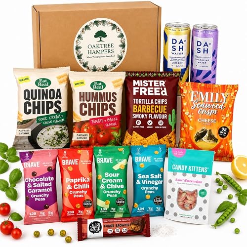 Vegan Snacks Hamper Gift Box | Vegan Savoury Snacks, Healthy Sweets and Drinks | Vegan Treats and Sweet Hampers for Veganuary, Birthdays