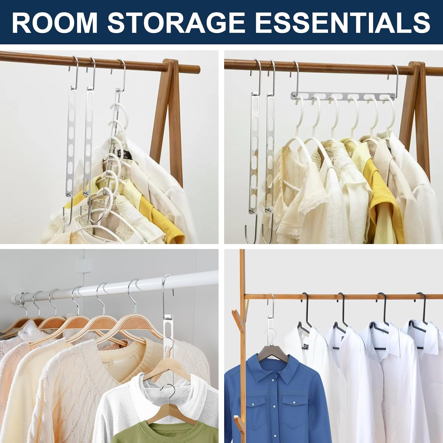 20 Pieces Space Saving Metal Collapsible Hangers for Heavy Clothes, Closet Space Savers Metal Hanger Organizer for Dorm, Room Essentials Storage