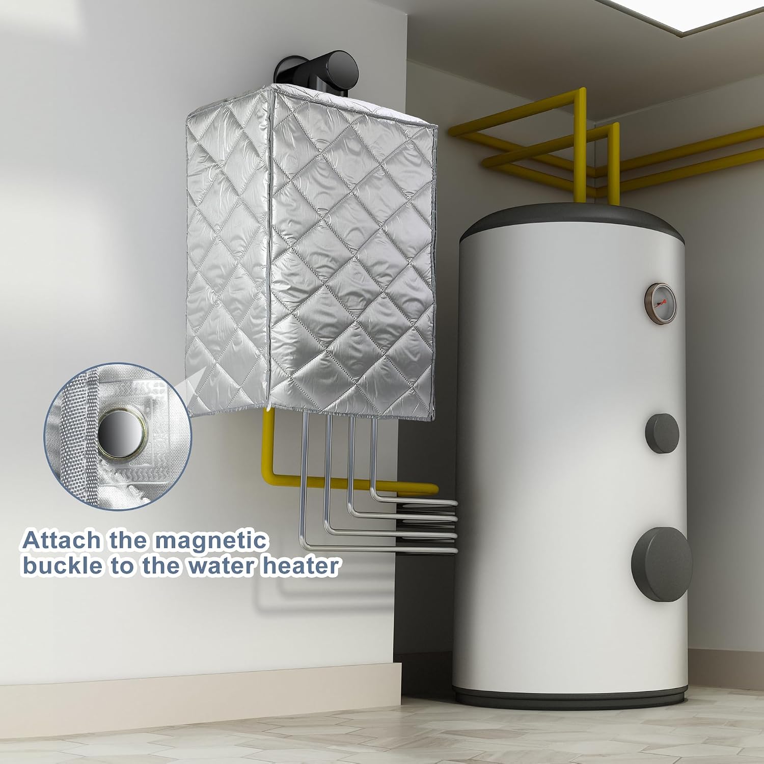 moonoom Tankless Water Heater Cover with Zippers,Thickened Water Heater Enclosure Cover, Outdoor Water Heater Protective Cover for Freezing Weather Insulation