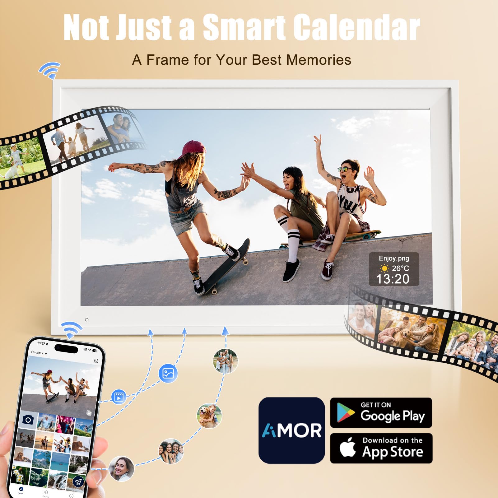 Lehwey 15,6 Zoll Digitaler Familienkalender & Smart Wall Planner - Touchscreen Elektronischer Kalender mit Aufgabendiagramm & Belohnungssystem, Google/Outlook Sync, Kompaktes Display für Küche