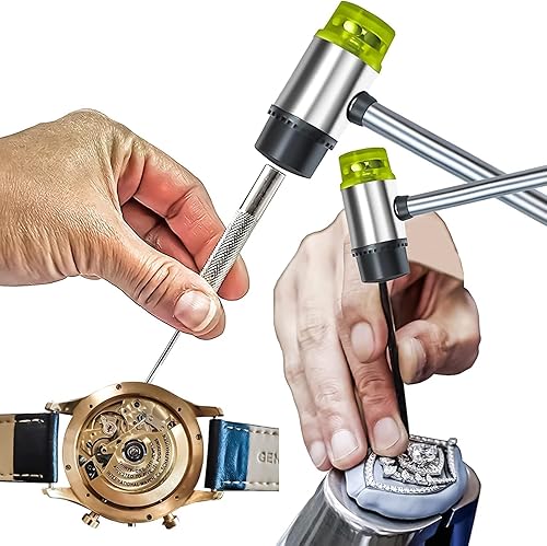 Miniatura 6 de Utoolmart Martillo de goma, martillo de doble cabeza reemplazable de 0.984 in con 2 puntas de martillo, con mango de goma antideslizante, para