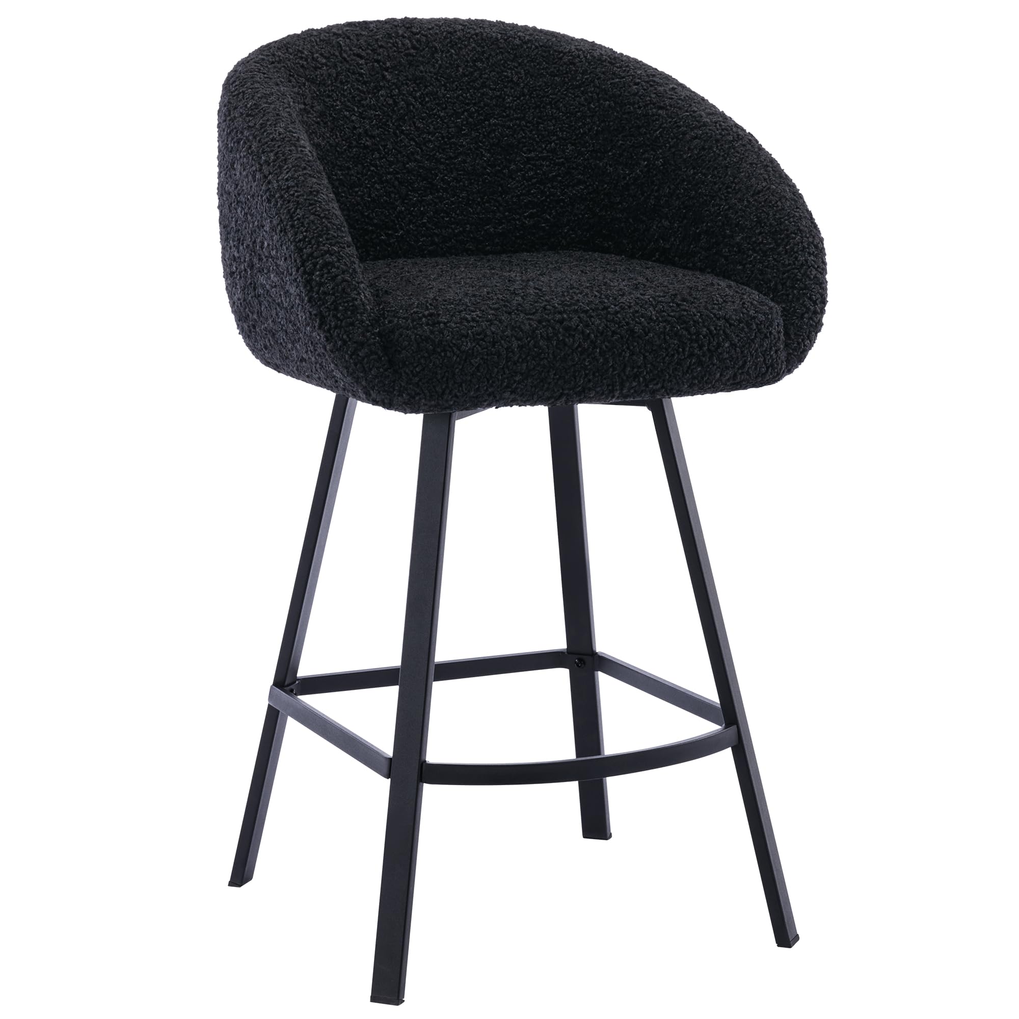 Zesthouse Swivel Bar Stool with Back &amp; Arms, Black Single Counter Stool