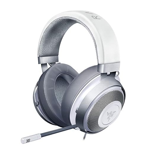 Razer Kraken Gaming Headset: Lightweight Aluminum Frame, Retractable Noise Isolating Microphone, for PC, PS4, PS5, Switch, Xbox One, Xbox Series X & S, Mobile, 3.5 mm Audio Jack - Mercury White