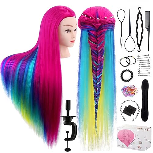 Miniatura 50 de TopDirect Cabeza de maniquí de 29 pulgadas con cabello, cabeza de muñeca para cosmetología y peinado de cabello, cabeza de trenzado de maniquí