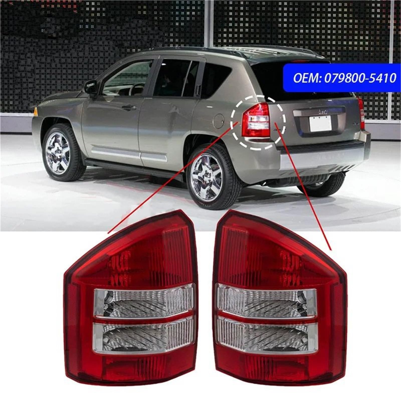 Lampa tylna zespolona Auto Car Tylny zderzak Hamulec Tylna lampa Dla JEEP Compass 2007 2008 2009 2010 Części samochodowe(Right Tail Lamp)