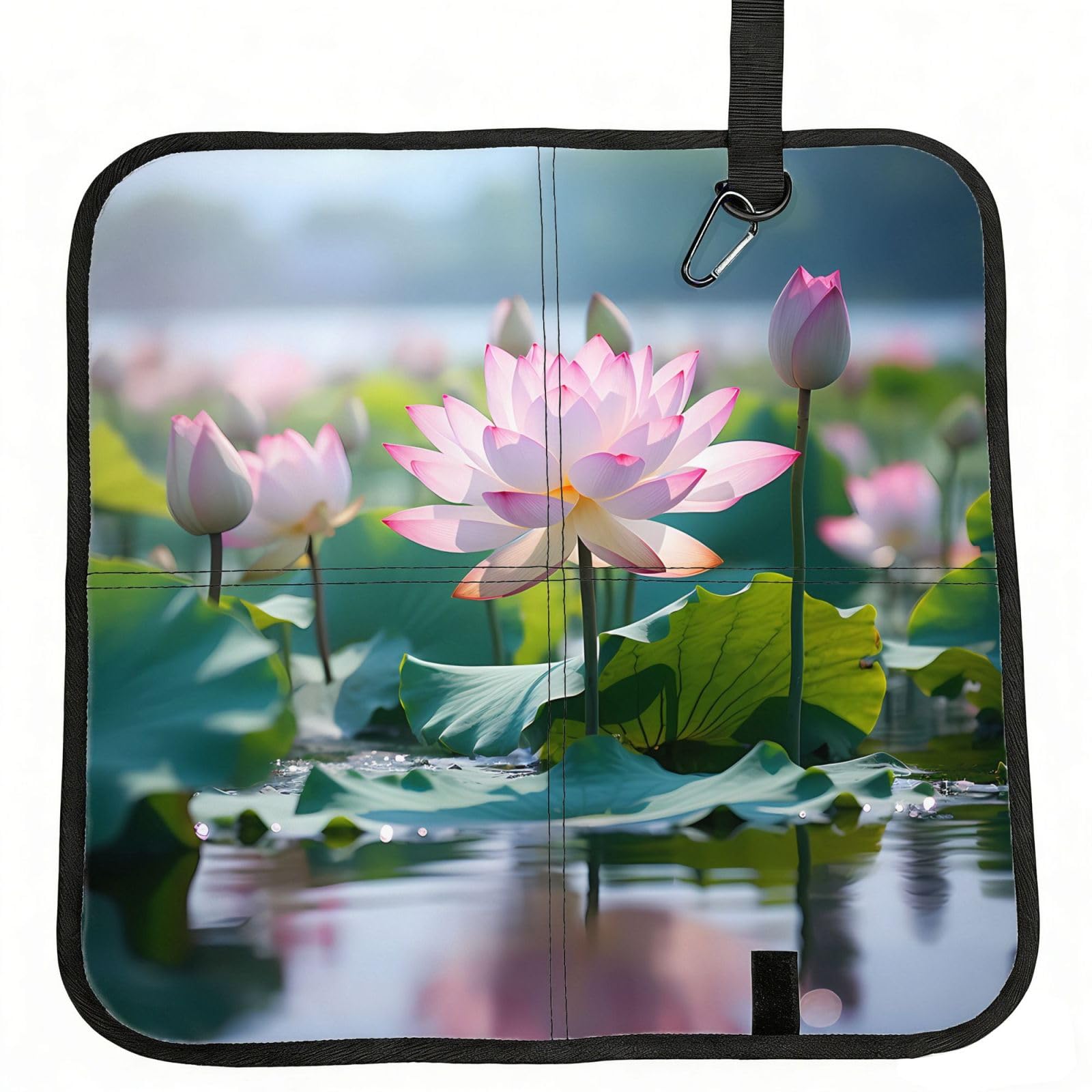 MROWYC lotus Printed Foldable Seat Cushion - Portable with Carabiner, for Stadium, Camping, Hiking