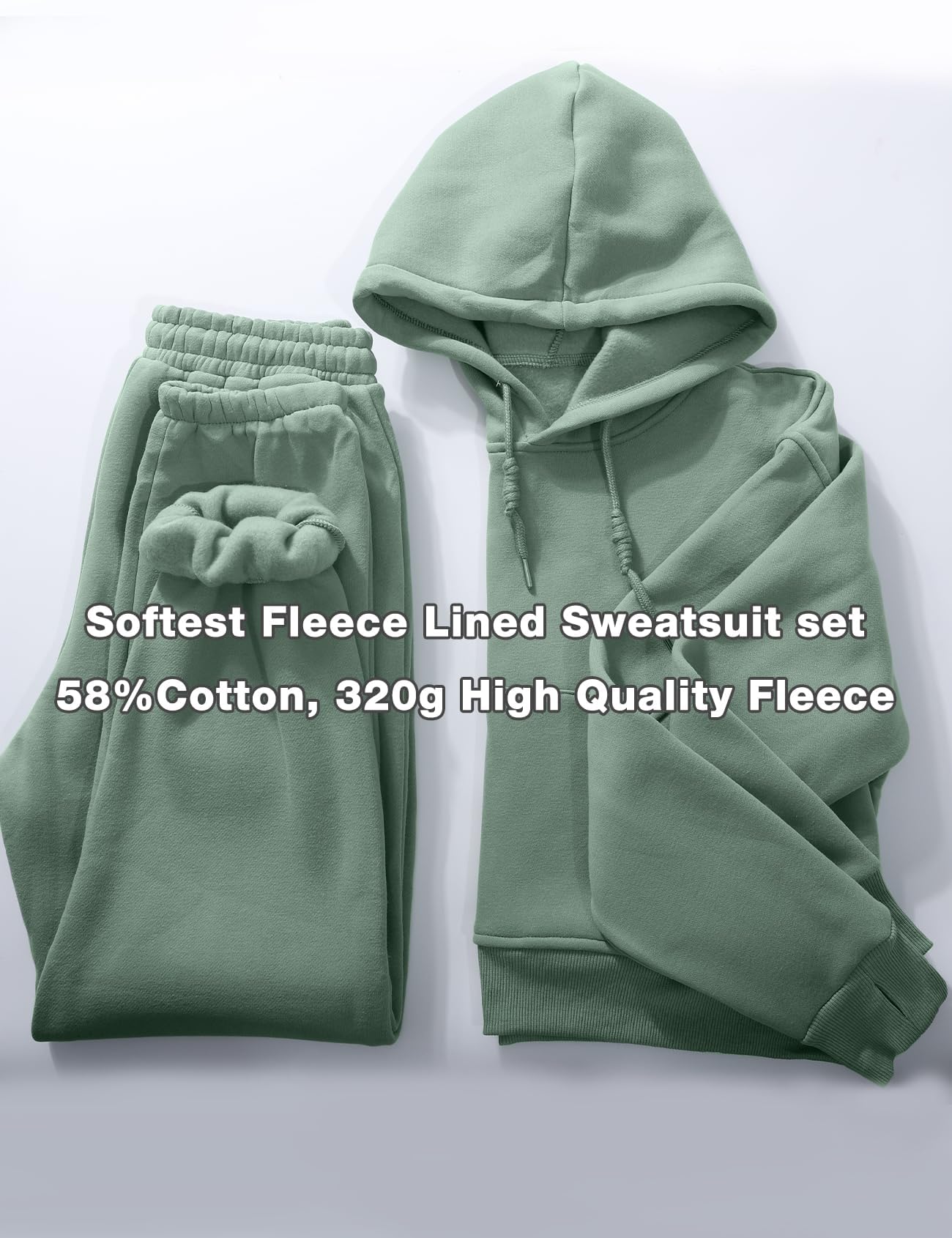 Flygo Conjunto deportivo de 2 piezas de forro polar para mujer, sudadera corta y pantalones deportivos