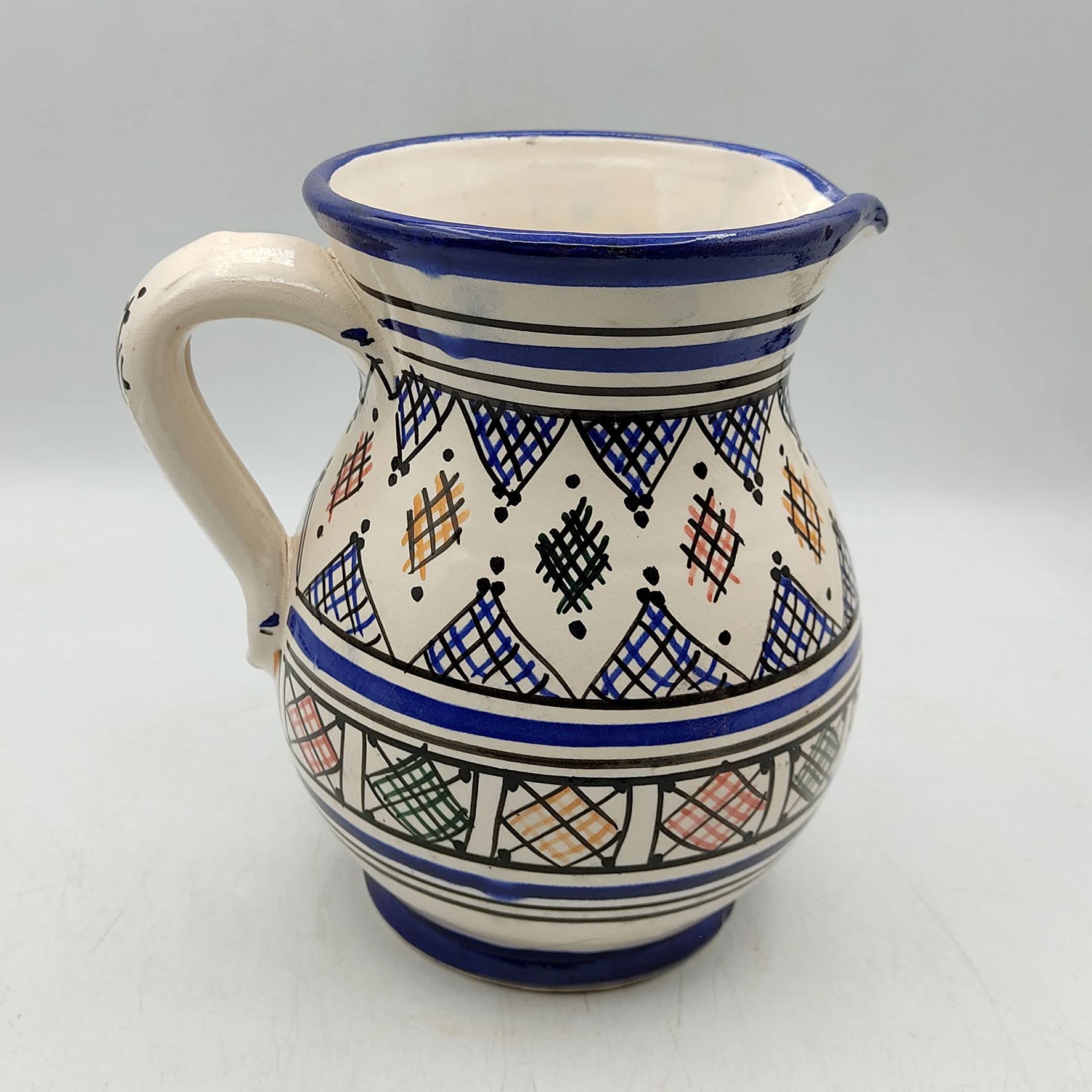 Set Berbère Marocain Terre Cuite - Pichet 2.5L Avec 4 Verres - Fait Main, Design Authentique - Pour Eau, Vin