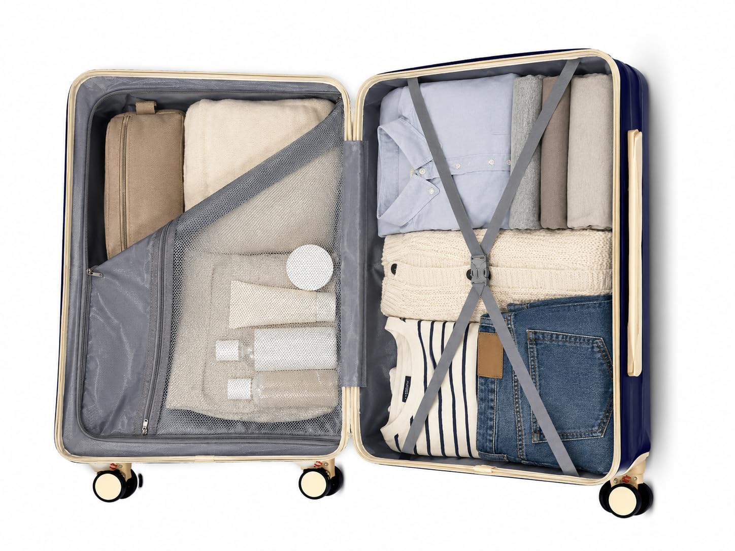 Valise Grande Soute XL 76 cm – Bagage Soute Léger & Résistant 97 L – Coque ABS & Polycarbonate – 4 Roues Doubles 360°, Serrure à Code Bleu Roi