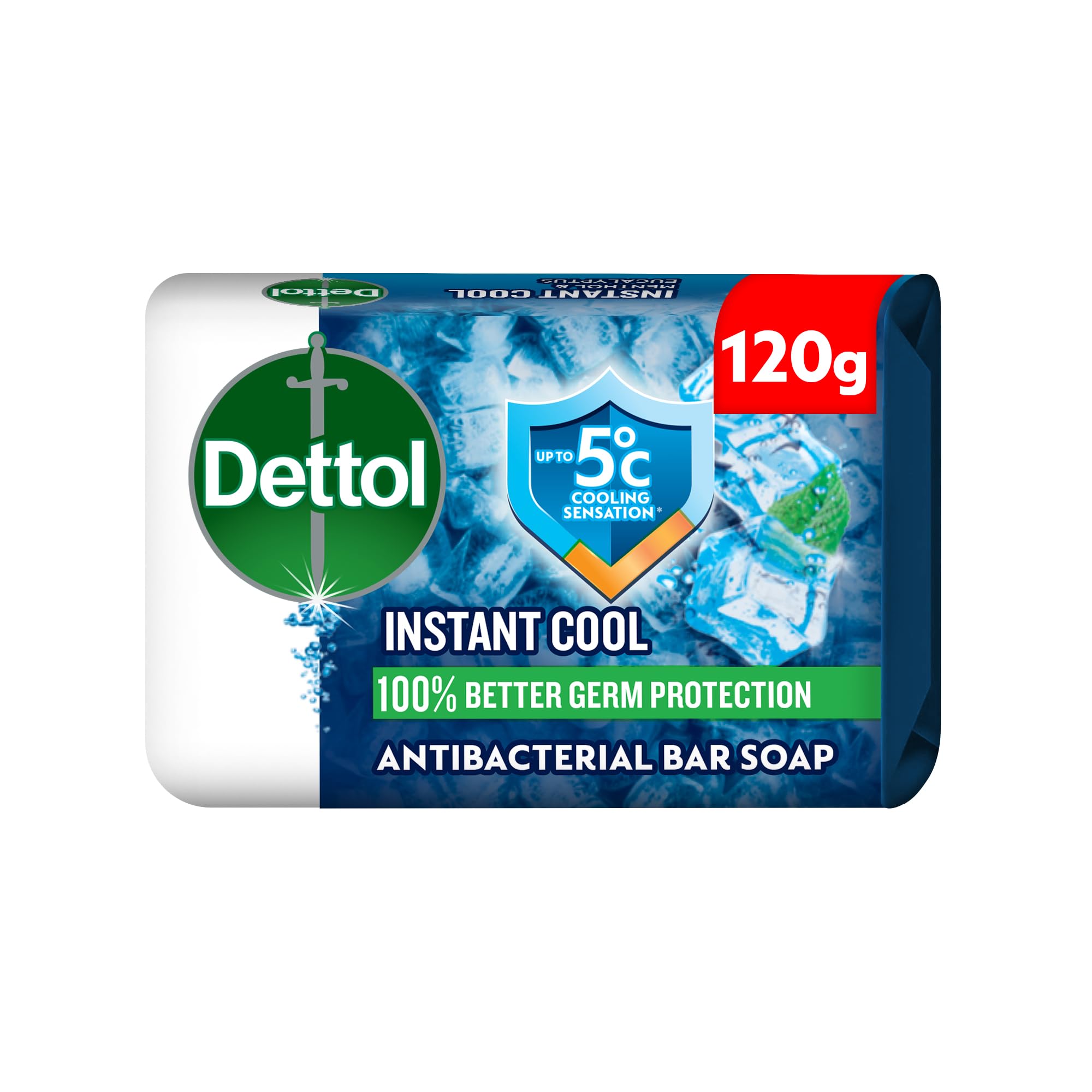 Dettol Instant Cool Bathing Soap, Menthol & Eucalyptus Scent, 120g