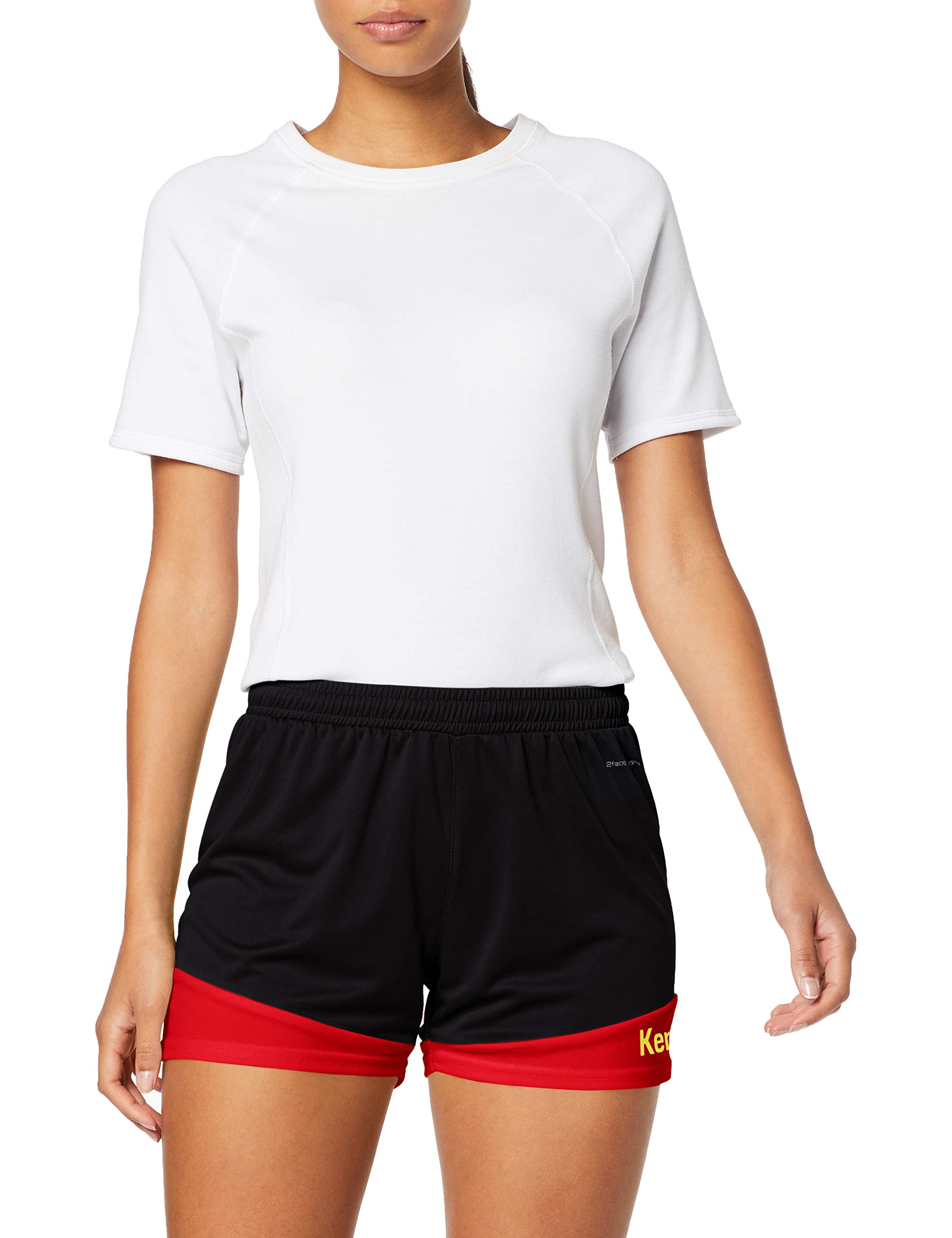 Kempa Emotion 2.0 Women's Shorts, Womens, Women's Shorts, 200316609, Black/Red/Yellow, XS