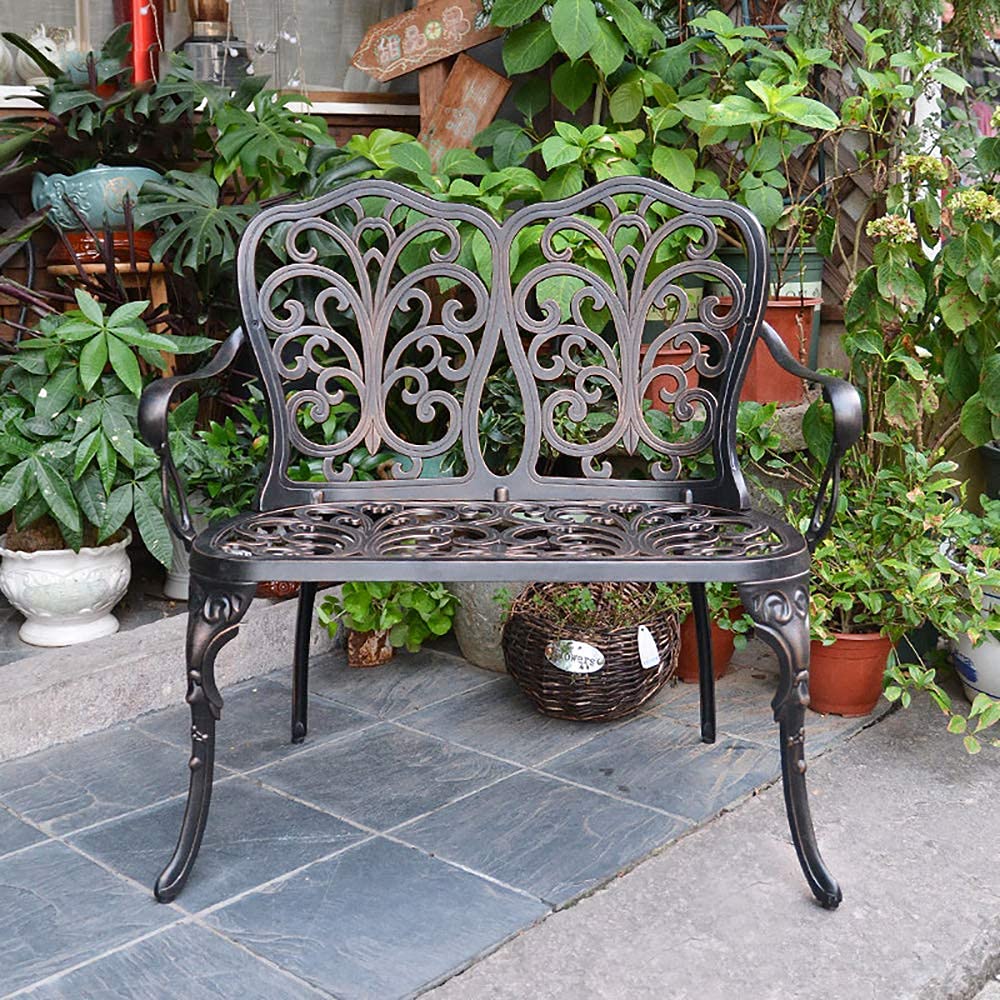 Amazon.co.jp: ガーデンベンチ、屋外レジャーダブルチェア、鉄彫刻中空