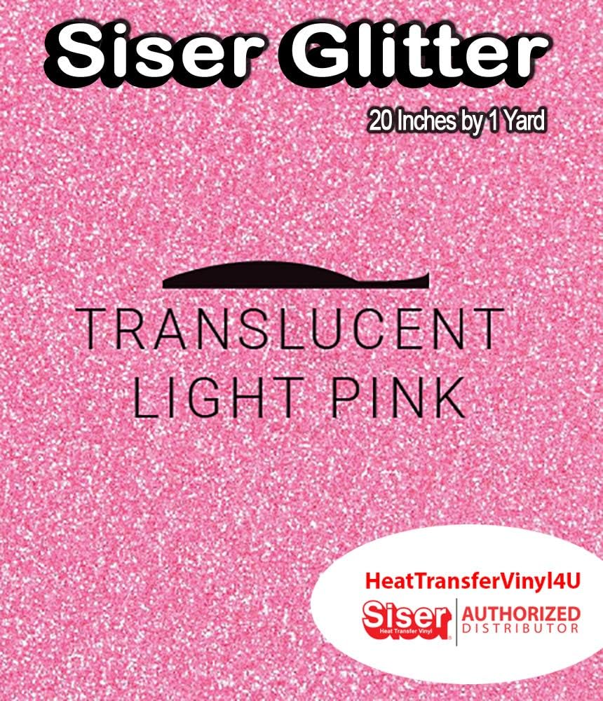 Siser Glitter HTV 20" x 3ft Roll - Iron on Heat Transfer Vinyl (Translucent Pink)