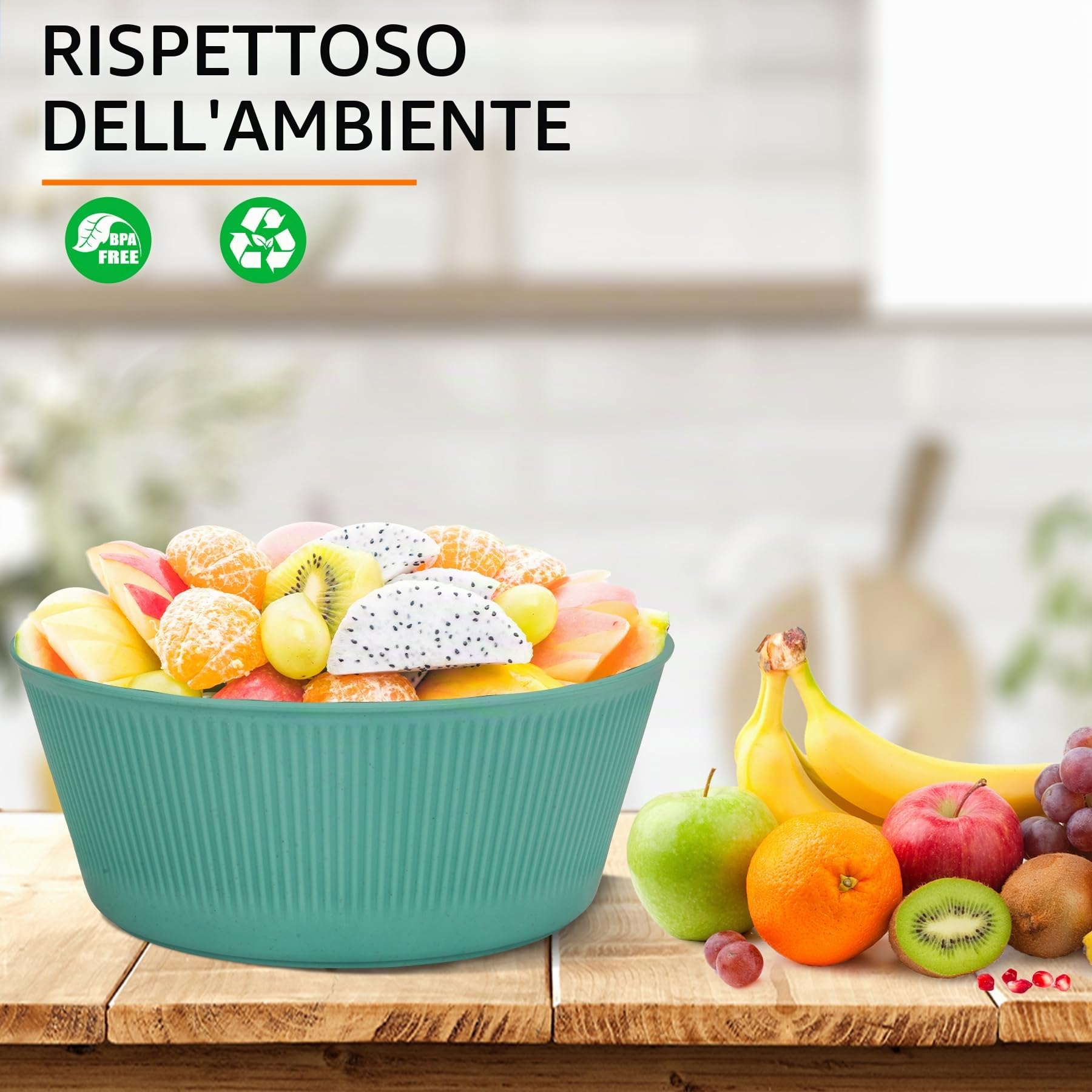 6 pezzi infrangibili set di Ciotole per Insalata, 20CM 60 Once Grandi Ciotole da Campeggio Set di Ciotole di Plastica per Cereali per Picnic Barbecue Leggero Bambini Adulti Zuppa Cena Dessert Set