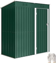 Outsunny Caseta de Jardín Exterior 1,37 m², 163x90x179 cm, Cobertizo de Jardín Exterior Metálico con Puerta con Pestillo y Ranuras de Ventilación, para Almacenamiento de Herramientas, Verde