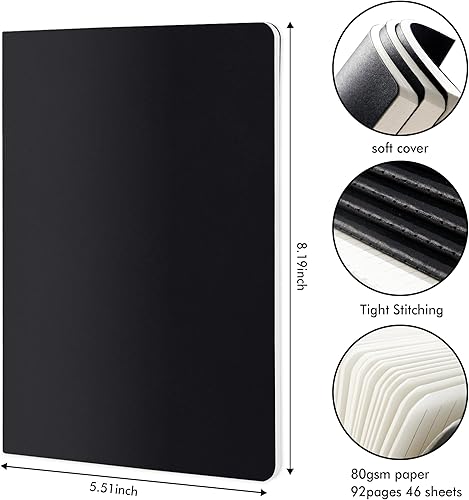 Miniatura 2 de feela Paquete de 36 diarios de tapa suave a granel, diario de viaje forrado en blanco para mujeres y hombres, cuadernos con rayas universitarias