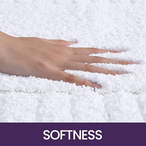 Miniatura 2 de DEXI Alfombra de baño, alfombra de baño, absorbente, lavable, alfombra para suelo antideslizante, 20 x 32 pulgadas, color blanco