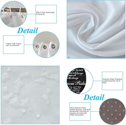 Miniatura 39 de Juego de 4 cortinas de ducha de mármol, modernos juegos de baño con tapa de inodoro, tapete de contorno y tapete de baño, decoración de baño de lujo