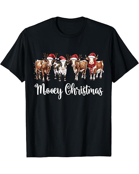 Mooey Christmas Cowgirl Xmas Funny Western Christmas Cow T-Shirt