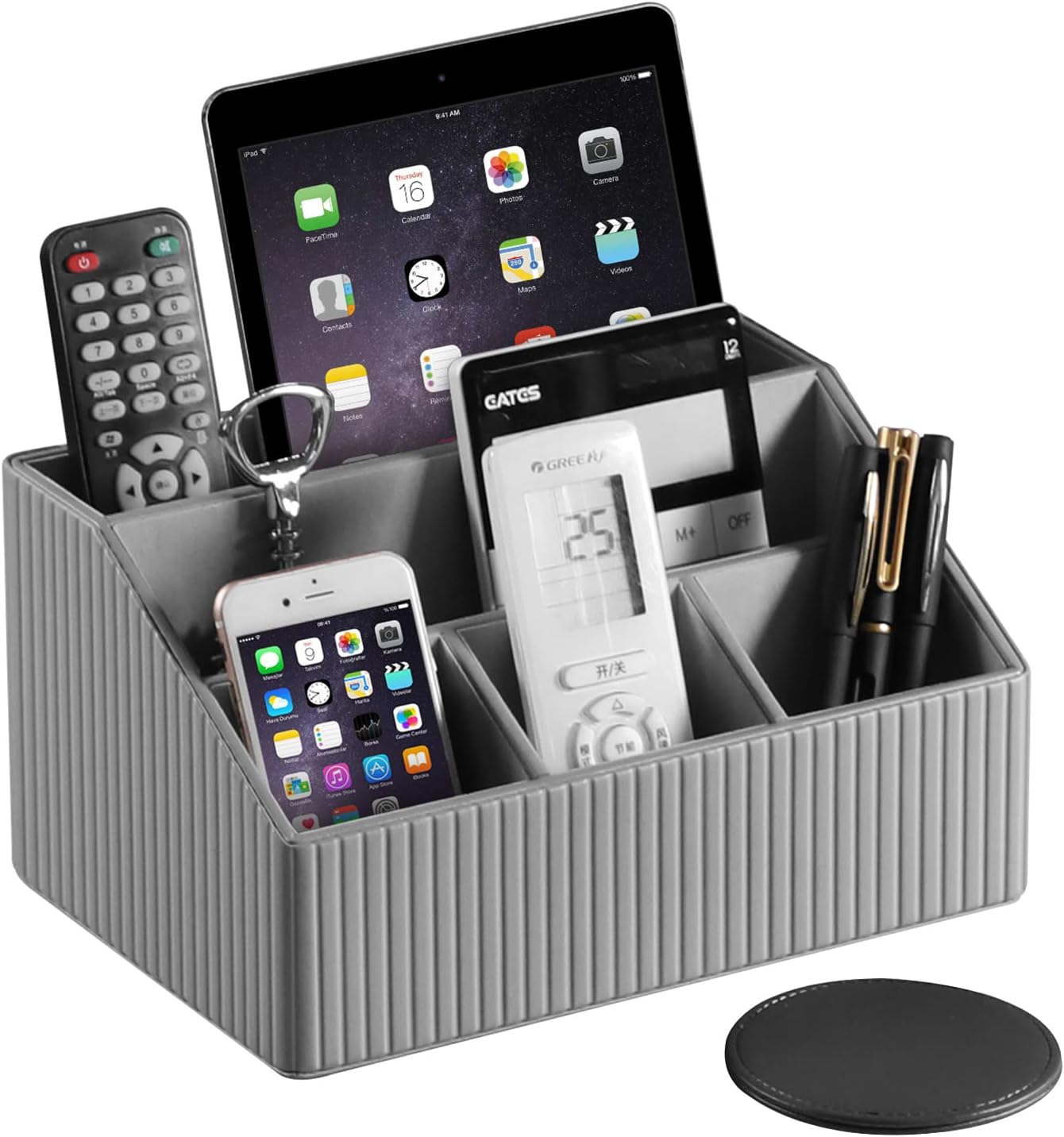 MEIBOOCH Leather Desk Organizer, Luxury Office Supplies Remote Control