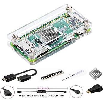 GeeekPi For Raspberry Pi Zero 2W/Zero W Case, 7 in 1 Basic Starter Kit, 20-Pin GPIO Header, OTG Cable, Switch Cable, HDMI Ada