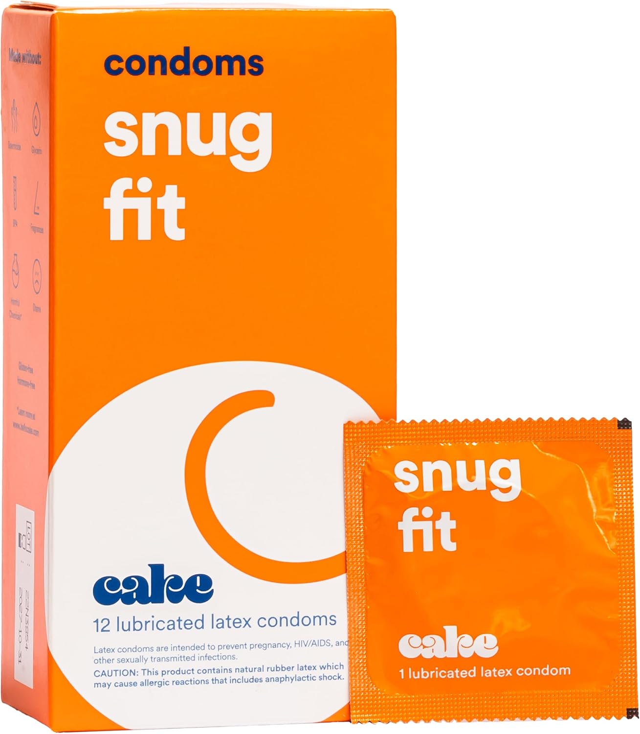 Hello Cake Snug Condoms, Premium Silicone Lubricated Latex Condoms for Men, Smaller and Tighter Natural Fit, BPA Free, Fragrance-Free, Glycerin Free – 12 Count