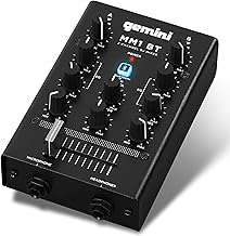 Gemini Sound MM1BT Audio profesional Bluetooth Entrada de micrófono dual de 2 canales Mezclador de podcast DJ compacto giratorio de 2 bandas estéreo con crossfader y control de ganancia individual