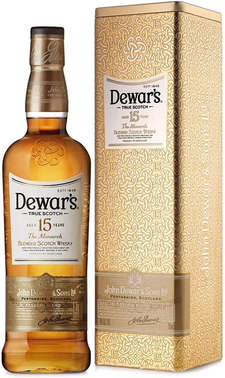 Dewar’s 15 Años Double Aged Blended Scotch Whisky con Estuche Regalo, 100 cl