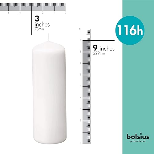 Miniatura 2 de Bolsius Velas de pilar blancas  Juego de 6 velas sin perfume de 3 x 9 pulgadas, sin goteo, sin humo y de combustión limpia  Perfecto para bodas,