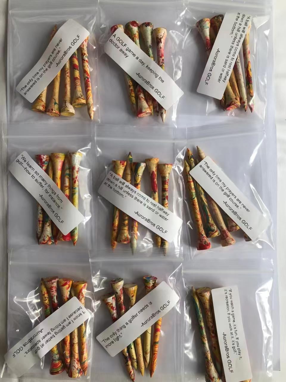 Golf Tees Colorful Natural Wood Golf Tees Pack of 5, Golfing Tees Multiple Colors Size 2-3/4 inch