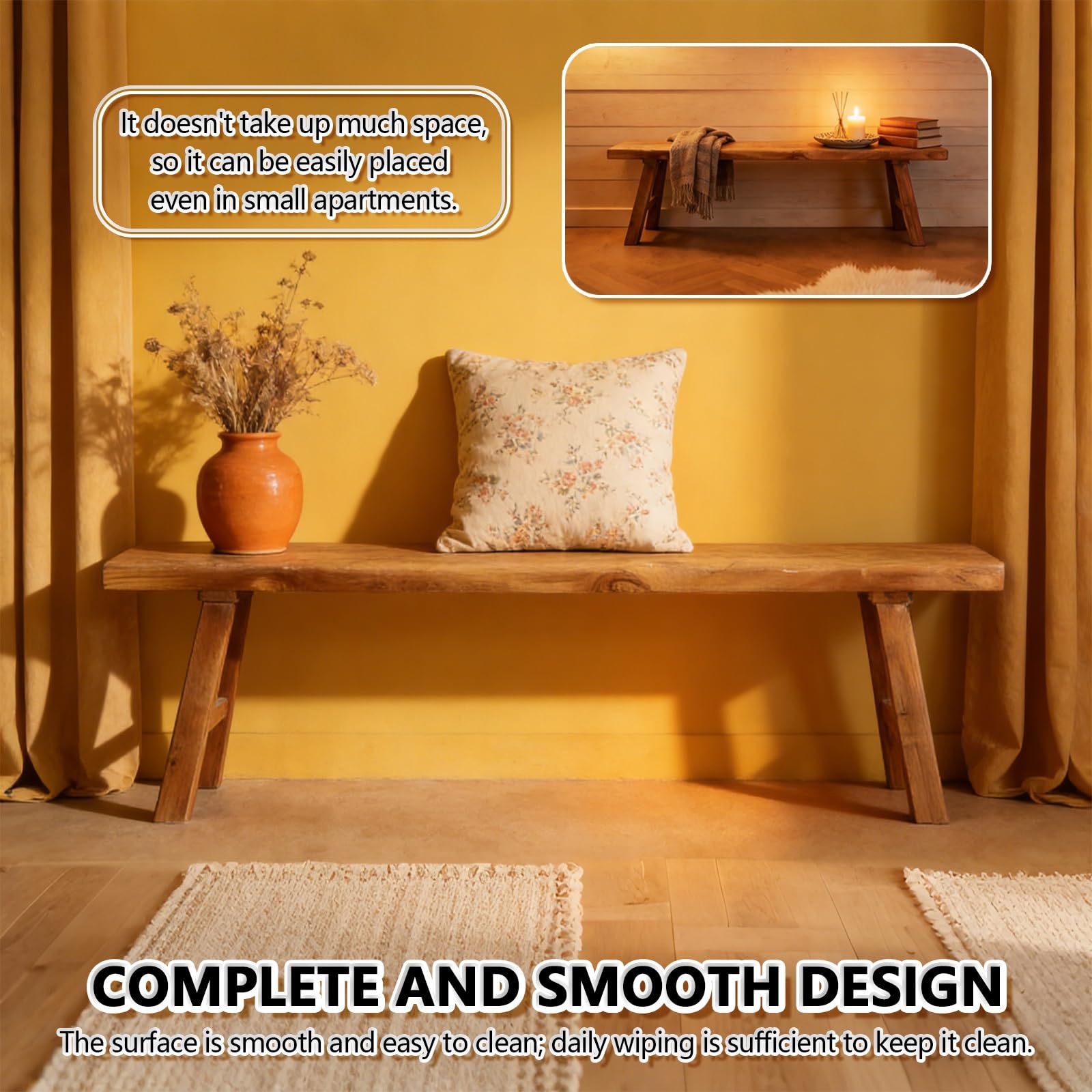 Panca rustica per letto, panca in legno per ingresso interno, panca in legno rustica per sala da pranzo(80cm)