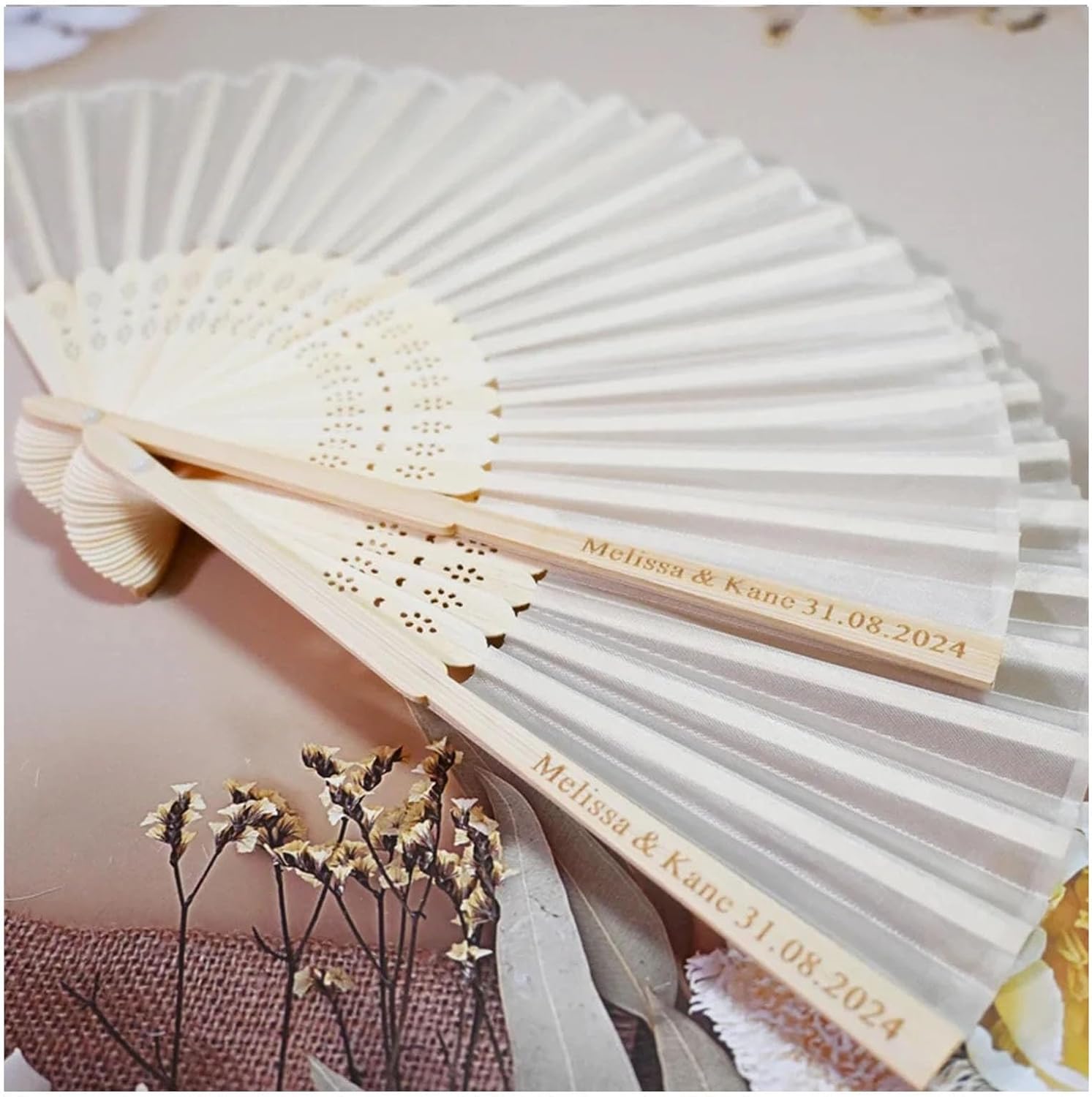 mxn Personalized Print Engrave Wedding Favor Silk Fan Customized Name Cloth Fabric Hand Fans White Wedding Gift Fans Party Favor (20pcs)