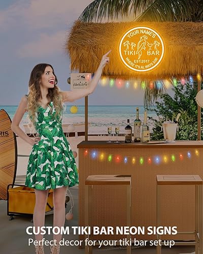 Miniatura 5 de Letreros de neón impermeables personalizados para decoración de pared, letrero de luces Tiki personalizado para patio exterior, regalos de papá para