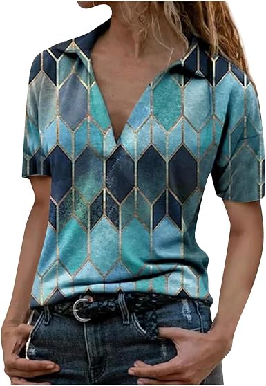 Amazon.com: FABIURT Blusas de verano para mujer, estilo casual, cuello en  V, lindas, estampadas, sueltas, de manga corta, estilo casual : Ropa,  Zapatos y Joyería