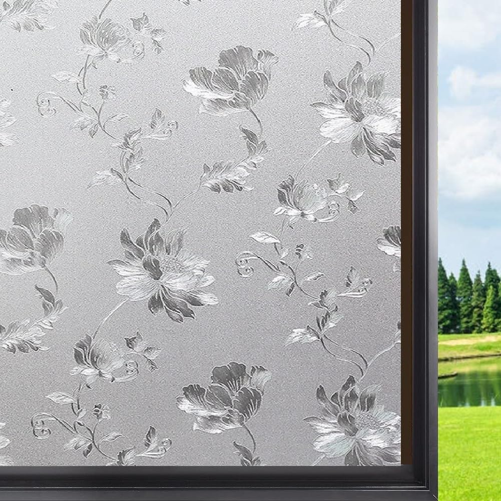 Colormate Vinyl Frosted Window Self Adhesive Privacy Glass Film for Window Glass| Decorative Window Sticker Wallpaper Vinyl Sheet for Glass Door, Bathroom, Home, Window (Frosted Flowers, 12x175 Inch) (B0B8XC2PG6) Amazon Price History, Amazon Price Tracker