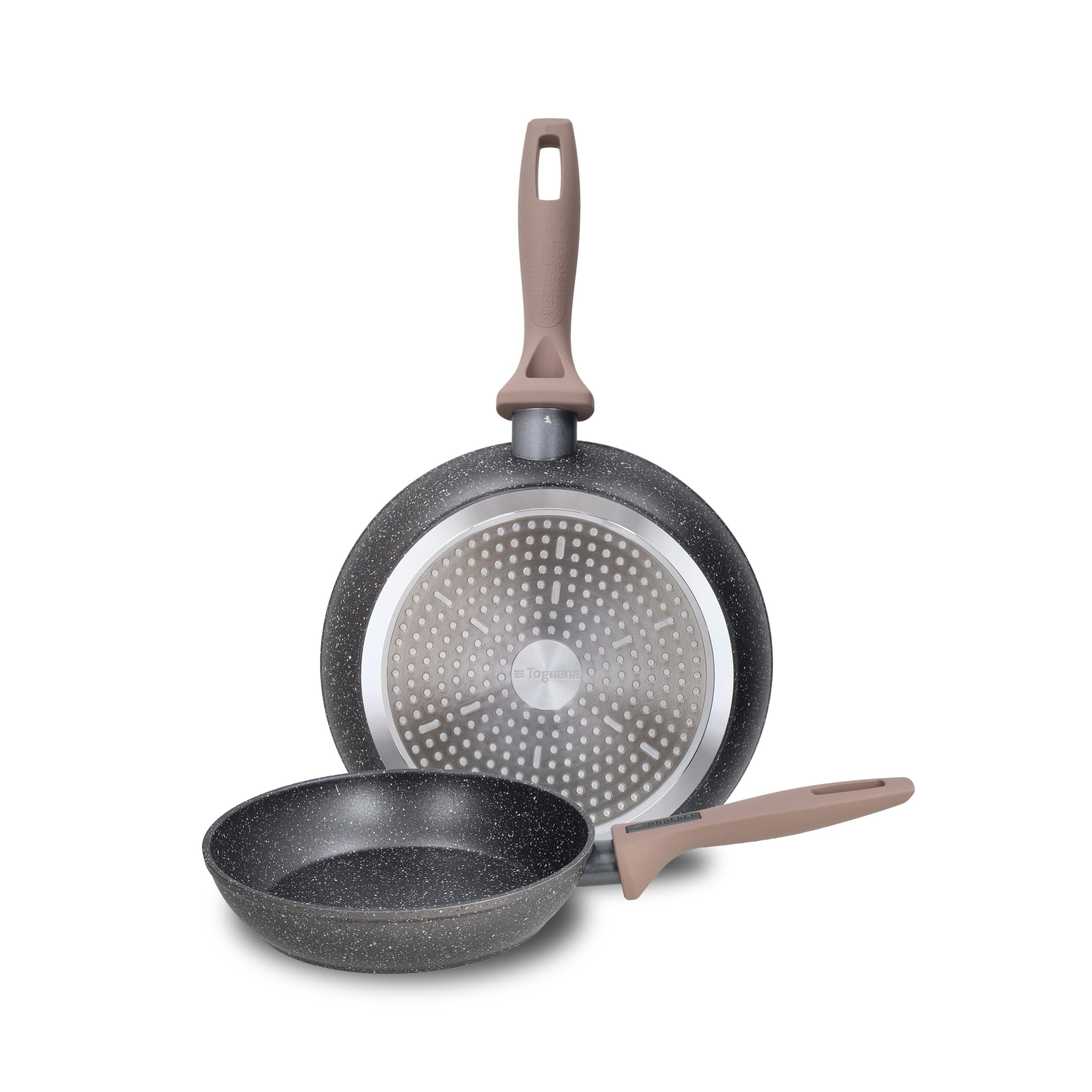 Tognana Class Stone Set of 2 Frying Pans 24/28 cm, Aluminium, Black