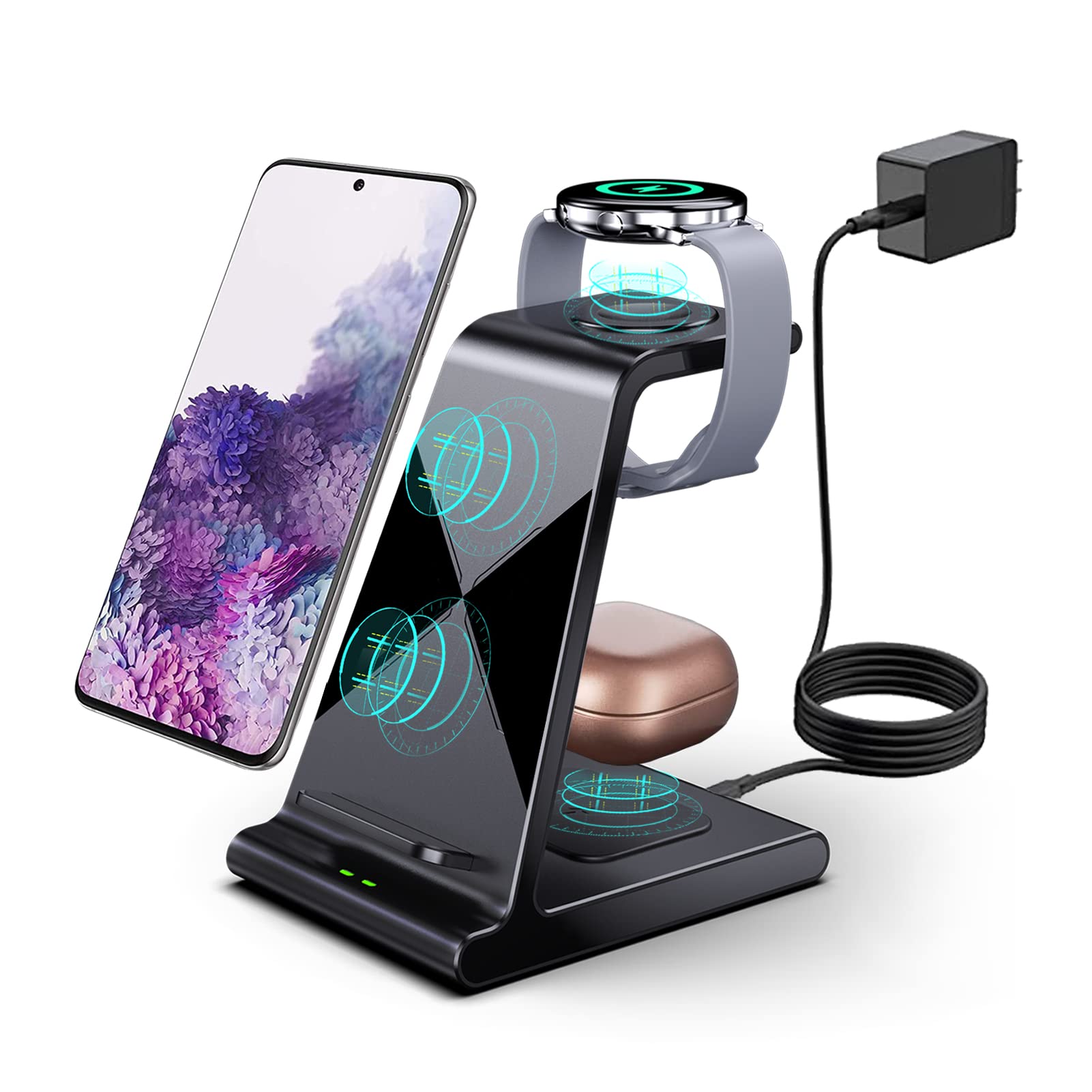 Amazon Com Aukvite Wireless Charger Samsung 3 In 1 Wireless Charging Station For Galaxy S22 Ultra S22 Z Fold 4 Z Flip 4 S21 Samsung Watch Charger For Galaxy Watch 5 Pro 4