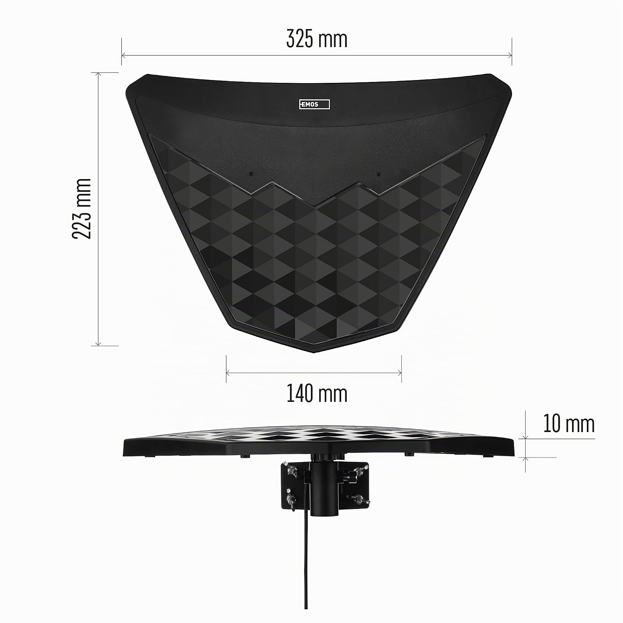 EMOS Village, antenna TV digitale universale con amplificatore esterno passivo per HDTV, DVB-T/T2, ricevitore con filtro LTE, 4G, 5G, massima qualità del segnale Full HD