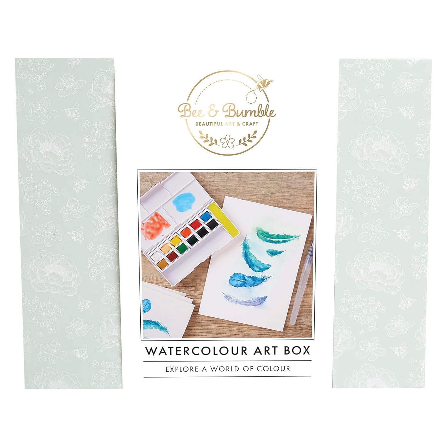 Bee & Bumble Gouache Art Box Craft Kit, 12ml Gouache Paints, Brush Set, Petal Mixing Palette, A5 Watercolour Pad, Paint With Gouache Colours, Ideal For Adults, Children, Professional & Budding Artists