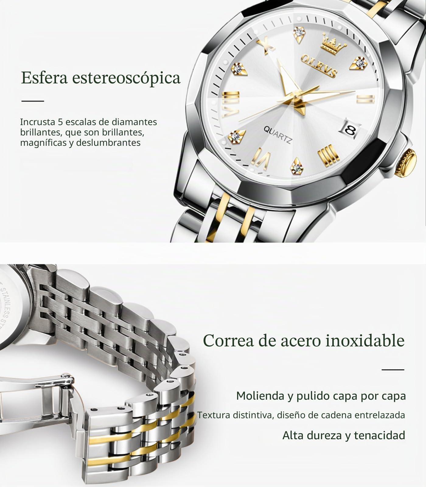 OLEVS Relojes Femeninos Moda Diamante Roma Digital Femenino analógico Cuarzo Acero Inoxidable Impermeable Fecha Luminosa Regalo de Relojes Femeninos