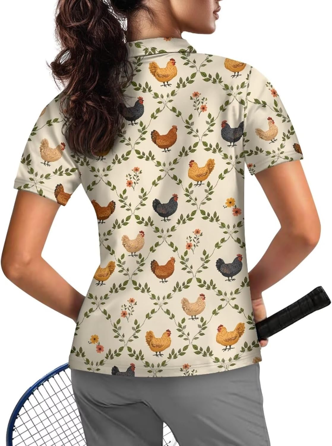 Women's Short Sleeve Golf Shirts Quarter Zip Polo Shirt Quick Dry Collared Tennis T-Shirts Hiking Athletic Tops