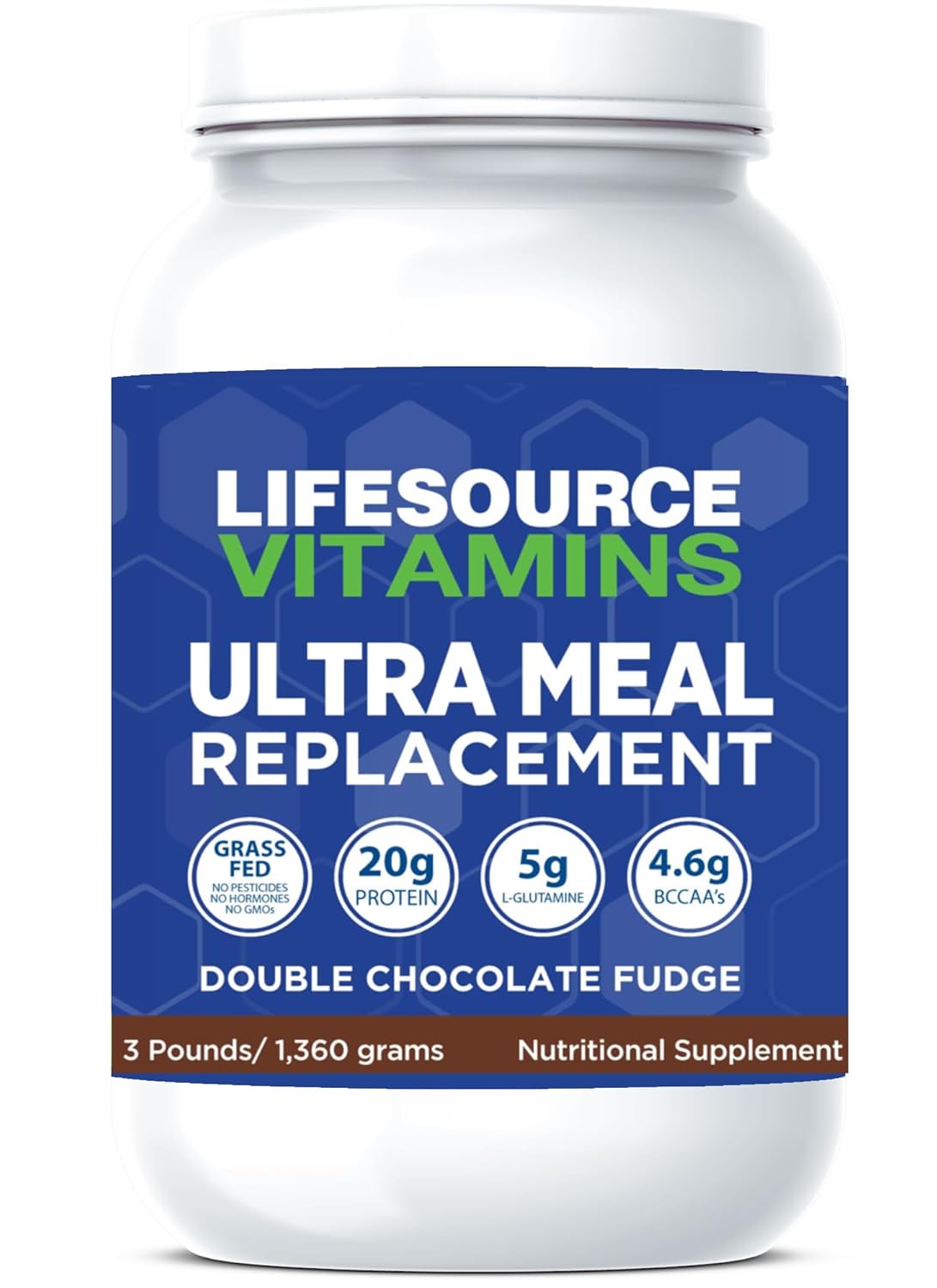 LifeSource Vitamins 3 lb US Dairy Cows Grass Fed Meal Replacement - Double Chocolate Fudge w/Stevia - Free Priority Shipping
