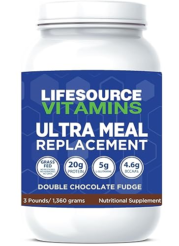 LifeSource Vitaminas 3 lb US Vacas Lecheras Alimentado con Hierba Alimentada Comida Reemplazo - Doble Chocolate Fudge wStevia - Envío Prioritario