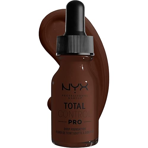 NYX PROFESSIONAL MAKEUP Total Control Pro Drop Foundation, Skin-True Buildable Coverage - Deep Ebony